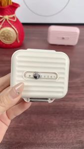 Mini Jewelry box mini medicine box has 2 floors and 7 high-class compartments Travel Pill Organizer Box (PurpleSmall)