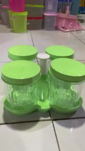 Toples Tabung Toples Kue Snack Toples Permen Toples Candy Toples Bumbu Dapur Toples Set Isi 5 Dengan Nampan