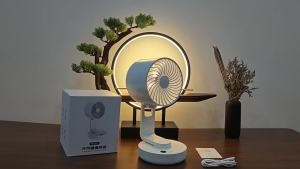 NOXIER 8000mAh - 4 Speeds Foldable Portable Desktop Fan Rechargable Electric Fan with LED Night Light for Home Office
