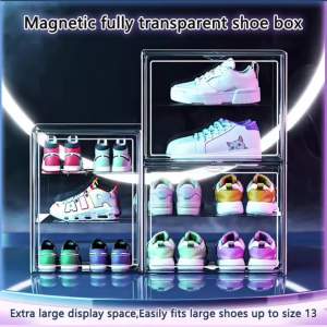 Shoe box Big Size Drawer Case design Acrylic Clear magnetic Storage Organizer High-Grade Transparent Waterproof shoe box