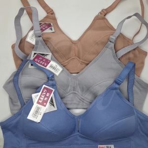 ISWA 1PCS Bh Sport Bra Guffy Bh Tanpa Kawat Tanpa Busa Kait Kancing Dua Pakaian Dalam Wanita Murah