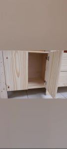 Multi-layer solid wood Wooden Rack with cabinet / drawers