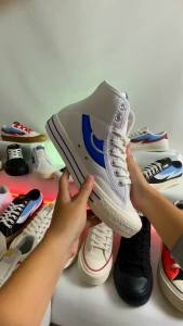 Zirotz Sepatu Flexion High White Blue Casual Sneaker Tali Putih Biru Gazelle Hi Canvas 100% Lokal