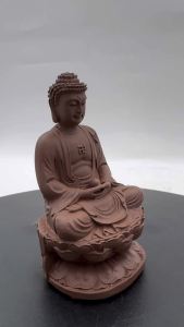 Chop Tan Lam Hin Lotus ShiJiaFo Cypress Wood Purple Sand Matte Gold 陈南兴 半莲释迦佛 紫砂亚光 3.6寸