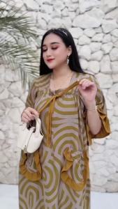 Daster Jumbo LD 120 Lalisa Garis Lengkung/Leo Rempel Bawah Depan Rayon Super Premium Bumil Claressa Collection
