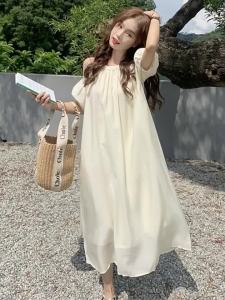 Maternity Dress Korean Style: Plus Size Summer Temperament Off Shoulder