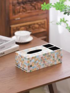 กล่องทิชชู่เชลล์ กล่องกระดาษ พร้อมเดสก์ท็อปสร้างสรรค์ห้องนั่งเล่น กระดาษทิชชูหลอดสูบน้ำ กล่องกระดาษติดเปลือกหอย กล่องสูบน้ำกระดาษ