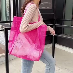 Tote Bag Jaring Shopping Bag Tas Jaring Pantai Wanita Multifungsi