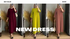 Dress Rayon Premium Polos Wanita Tangan 3/4 Adem dan Nyaman | zalera id