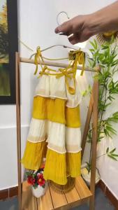 Váy 2 dây cho bé gái 1-10 tuổi nhiều tầng phối màu hàng thiết kế vải tơ nhẹ thoáng mát thấm hút mồ hôi