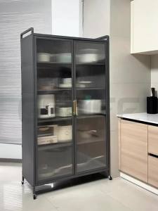 GSlife Kệ Để Đồ Nhà Bếp Đa Năng Thép Cacbon Với Bánh Xe Dễ Di Chuyển Thiết Kế Đôi Cửa Chống Bụi