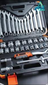 Kunci Pas Shock Ring Set Tool Kit 37 Pcs 1/2 Inch Socket Wrench Obeng Peralatan Universal - 6689