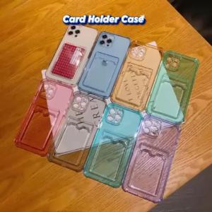 Wallet Case Clear Slim Hard Protective Cover Anti-Scratch Shockproof Phone Card Case