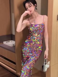 ZYHT EraVogue Váy nữ váy hồng váy quai đơn váy gợi cảm váy sequined váy cao cấp váy cổ điển váy sự kiện váy dự tiệc váy dạ hội 30508