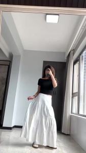 High Waist White Long Skirt: A-line Cake Skirt & Women's Artistic Sense