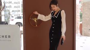 ZY.HT(Giải phóng mặt bằng Sử dụng phiếu giảm giá)Váy nữ Váy đen Váy bó sát Váy Midi Váy cotton Váy công sở Váy cưới Váy Hàn Quốc EraVogue 1678