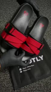 Rootly - Sandal Velcro Red Selop Teca X Slide On Pria