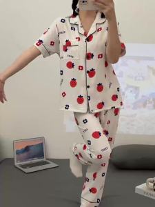 Y&L Fashion C011 Summer Lightweight And Breathable Pure Cotton Cartoon Print Short Sleeve Pajama Set