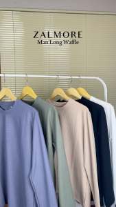Zalmore Men Basic Longsleeve T-Shirt Premium LUMA Waffle - Kaos Lengan Panjang Pria Anti Kusut Luxury Touch