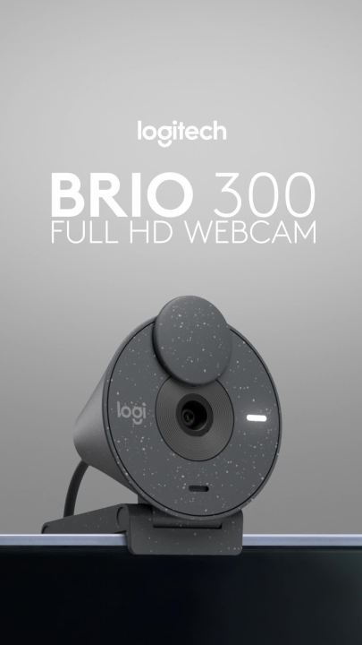 Webcam Full HD Logitech Brio 300 Màn che ống kính, Micrô giảm tiếng ồn, USB-C, được chứng nhận cho Zoom, Microsoft Teams, Google Meet, tự động điều chỉnh Ánh sáng