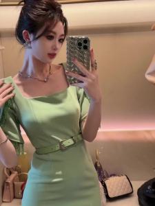 ZYHT EraVogue Váy nữ Váy màu hồng xanh lá cây Váy tay phồng Váy cổ vuông Váy công sở Váy Highso Váy cổ điển Váy cưới Váy dự tiệc Váy dạ hội 21134