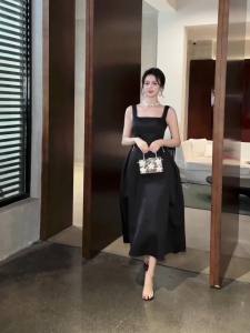 ZYHT EraVogue Váy nữ Váy đen Váy cổ vuông Váy chữ A Váy cao cấp Váy cổ điển Váy sự kiện Váy dự tiệc Váy dạ hội 9799