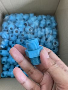 PVC นิเปิ้ล 1/2 นิ้ว หรือ 4 หุน สวมท้าประกอบ PVC ฟ้า มาตรฐานทั่วไป พร้อมส่งจากโรงงาน