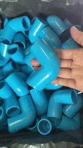 คลินิก PVC ข้องอ 90 กราฟ (แพค10ตัว) ขนาด 3/4 นิ้ว หรือ 6 หุน สวม PVC ฟ้า มาตรฐาน พร้อมส่งจากโรงงาน