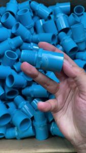10 ตัว 1/2 นิ้ว หรือ 4 หุน ต่อเกลียวนอก สวมท่อ PVC ฟ้า มาตรฐานทั่วไป พร้อมส่งจากโรงงาน