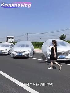 Keepmoving ผ้าคลุมรถยนต์ พลาสติกคลุมรถแบบใส รุ่นหนาพิเศษ ผ้าคลุมรถ กันฝน กันน้ำ กันฝุ่น คลุมรถ ถุงคลุมรถ พลาสติกคลุมรถ