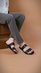 Dép Nam MWC 7833 - Dép Nam Chất Liệu Da Dập Vân Chìm Phối Đường Viền Chỉ Êm Bền