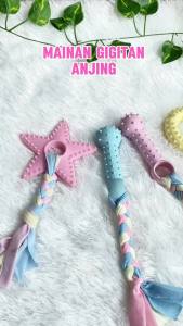 Mainan Gigitan Anjing Premium Warna Pastel | Mainan Gigit TPR Pastel Dengan Kain Tali Untuk Anjing Dan Kucing | Mainan Gigitan Murah Dog Toy Rubber Bone