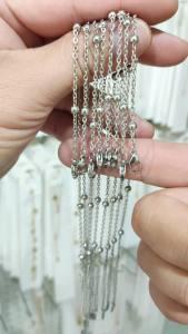 Lắc chân titan nữ dây xích bi màu trắng màu vàng sáng bóng sang trọng không đen gỉ hjhjshoptrangsuc