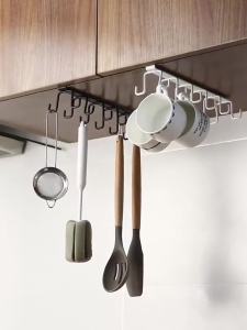 Giá 12 Móc Treo Đồ Đa Năng Gắn Kẹp Dưới Tủ Bếp Kệ Bàn Để Cốc Ly Bằng Sắt Đa Năng - Móc Gắn Tủ Bếp Tiết Kiểm Không Gian / Thanh 6 Móc Gắn Tủ Bếp Dụng Cụ Nấu Ăn Bằng Sắt