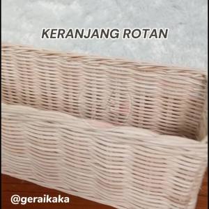 KERANJANG ROTAN / RATTAN BALOK / PERSEGI PANJANG WARNA NATURAL uk. 40×15x12 cm