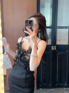 ZYHT EraVogue Set Dress 2 mảnh + Váy dây đeo đơn Váy nữ Váy công sở màu đen Váy cưới cao cấp 40096