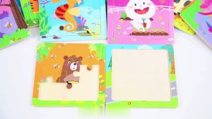 BW-M167 Mainan Edukasi Puzzle Anak Karakter Hewan Dan Kendaraan Puzzle Kayu 9Pcs Mini Wooden Puzzle