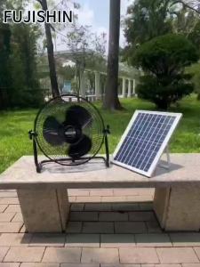 FUJISHIN Solar Black Loor Standing Fan Household Outdoor Indoor Use Equipped solar Panel Fast Charging Waterproof