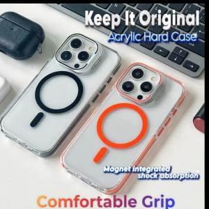 Built-in Camera Ring Stand acrylic hard Magnetic Compatible iphone case