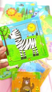 ONE-M167 Mainan Edukasi Puzzle Anak Karakter Hewan Dan Kendaraan Puzzle Kayu 9Pcs Mini Wooden Puzzle