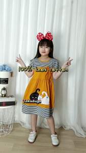 Baju Anak Cewek Perempuan Dress Kaos Cotton Usia 3 4 5 6 7 8 Tahun Bordir Kucing Cute