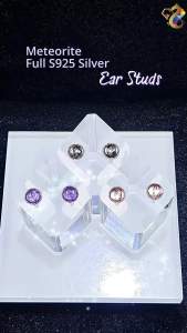 Meteorite Full S925 Silver Ear Studs (Altay Xinjiang)