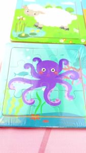 MallMainan-M167 Mainan Edukasi Puzzle Anak Karakter Hewan Dan Kendaraan Puzzle Kayu 9Pcs Mini