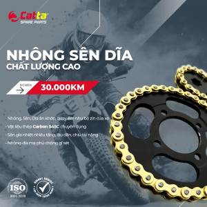 Nhông Sên Dĩa EXCITER Sên 10 li/ly Vàng Gia Nhiệt Nhiều Tầng Thép Carbon S45C-NSD Xe Máy CATTA