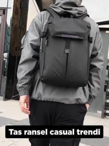 Techdoo Tas Ransel Pria Formal Tas Sekolah Kerja Olahraga Waterproof Tas Punggung Laptop Cowok TR728