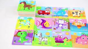 BF-M167 Mainan Edukasi Puzzle Anak Karakter Hewan Dan Kendaraan Puzzle Kayu 9Pcs Mini Wooden Puzzle