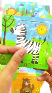 BabyShop-M167 Mainan Edukasi Puzzle Anak Karakter Hewan Dan Kendaraan Puzzle Kayu 9Pcs Mini
