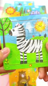 FH-M167 Mainan Edukasi Puzzle Anak Karakter Hewan Dan Kendaraan Puzzle Kayu 9Pcs Mini Wooden Puzzle