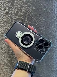 Luxury Plating Magnetic Clear Phone Case for Iphone 15 Pro Max 14 13 12 11 Pro Max Shockproof Cover with Camera Protector