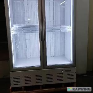 Aucma SD-942SBID Compact Upright Display Freezer with LED Lighting & Infinite Size Capacity -15°C to -22°C